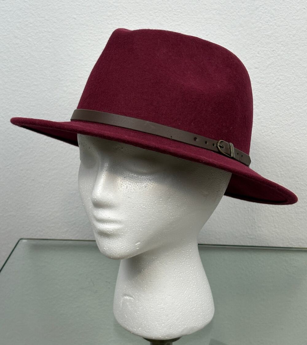 Gelso Bianco 100% Wool Fedora Burgundy Red Women's Hat Made in Italy O/S NWOT